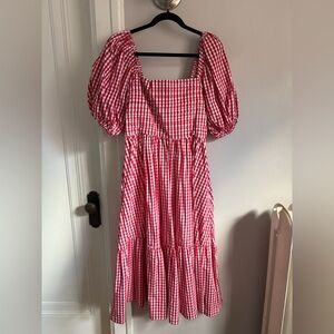 Abercrombie & Fitch Red Gingham Midi Dress
